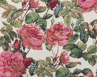 Tapiz de tela floral rosa para tapicería, muebles, cortinas, 140 cm de ancho