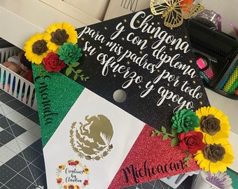 Mexican Flag Inspired Graduation Cap Toppers |  Personalized Graduation Cap Topper | Graduation Caps