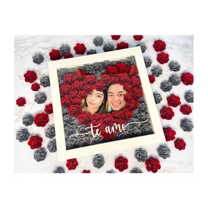 Heart Paper Flower Shadowbox with photograph for anniversaries, special occasions, baby shower, bridesmaids, birthday gifts & decor.