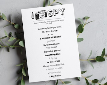 Hoja de actividades para celebración de eventos de bodas para niños, 4 x 7 pulg., Digital/imprimible y lista para imprimir, I SPY+Guía Canva GRATUITA, Juego de cámara/teléfono