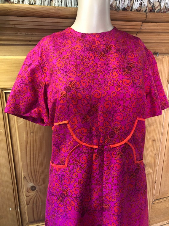 Vintage 60s Vogue Paris Original Fuchsia Orange S… - image 2