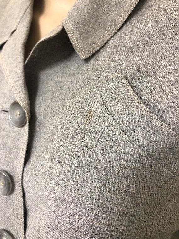 Vintage 50s I Magnin Davidow Gray Wool Suit Set |… - image 7