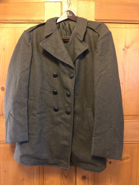 Vintage 1940’s WWII USMC Green Wool Double Breast… - image 1
