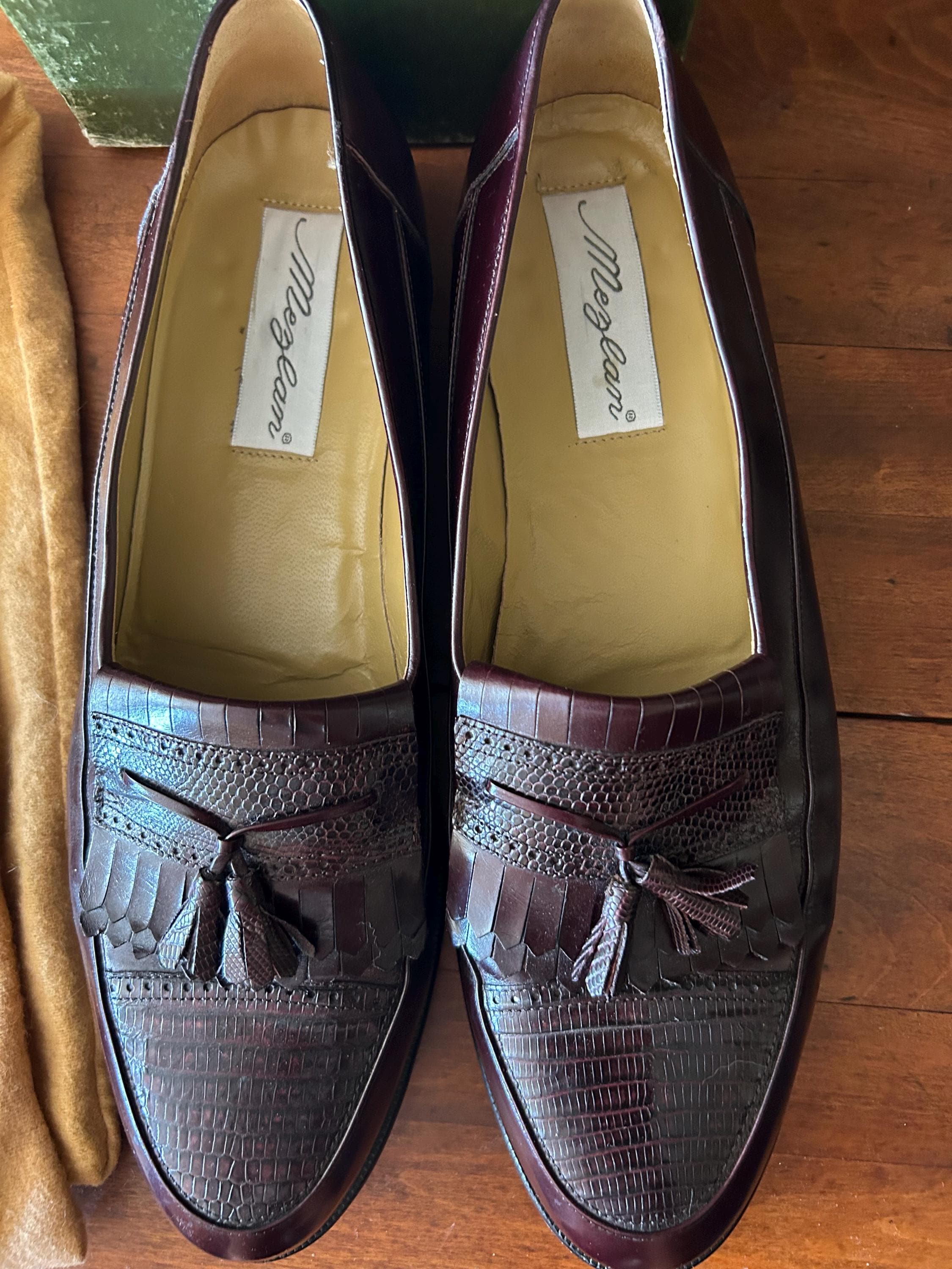 Vintage Mezlan Hand Made Burgundy Lizard Skin Tassel Loafers 13 NEW Mezlan Brown Lizard Skin Tassel Loafers | Mercari main image 4