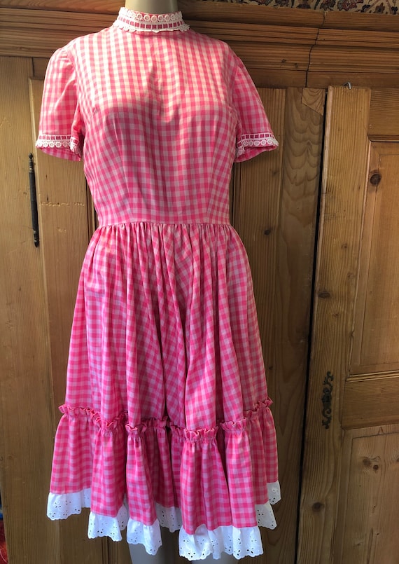 Vintage 60s Pink Gingham Western Rockabilly Square