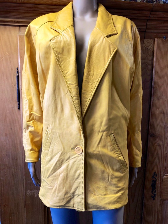 bcbg yellow leather jacket