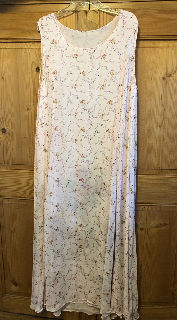 Vintage Romantic Pink Floral Print Sleeveless Maxi