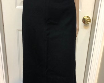 Vintage 1980’s Black Wool A-line Midi Skirt Jaeger Minimalist Chic