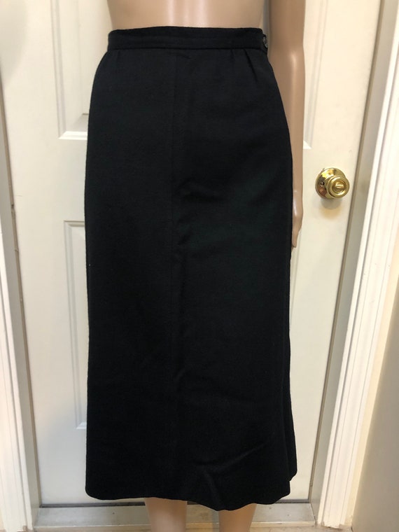 Vintage 1980’s Black Wool A-line Midi Skirt Jaeger