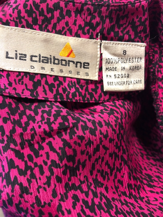 Vintage 1980’s Liz Claiborne Pink & Black Long Sl… - image 7