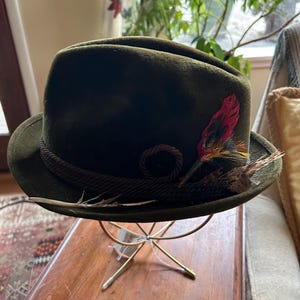 VTG Mallory Quality Fifth Ave NY groene wolvilt fedora klassieke hoed heren 7 1/4