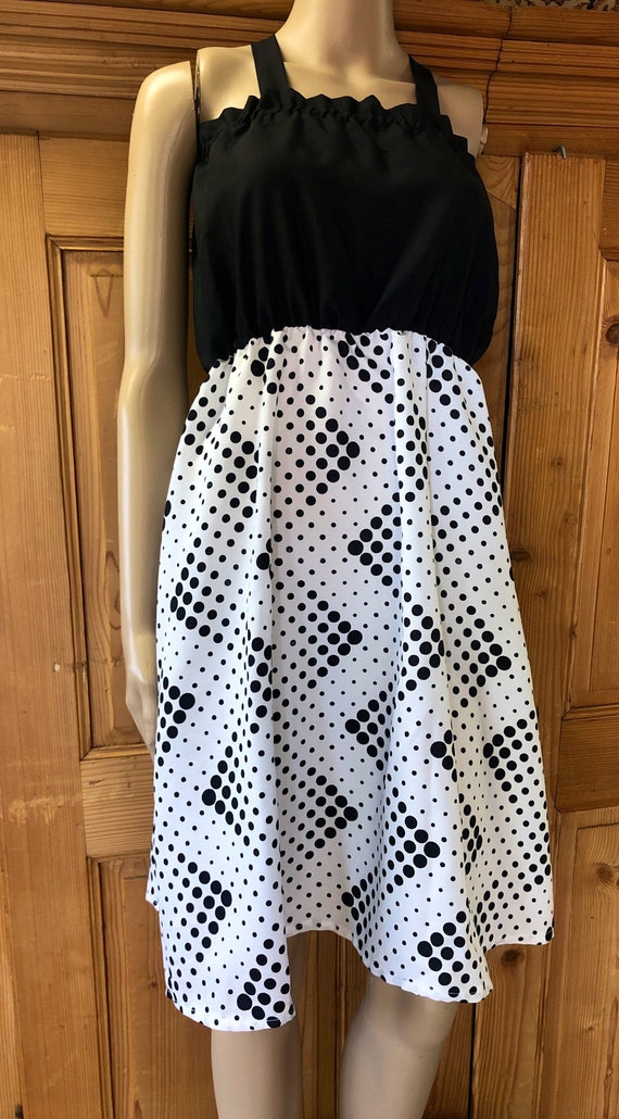 Vintage 80s White and Black Polka Dot Sundress wi… - image 7