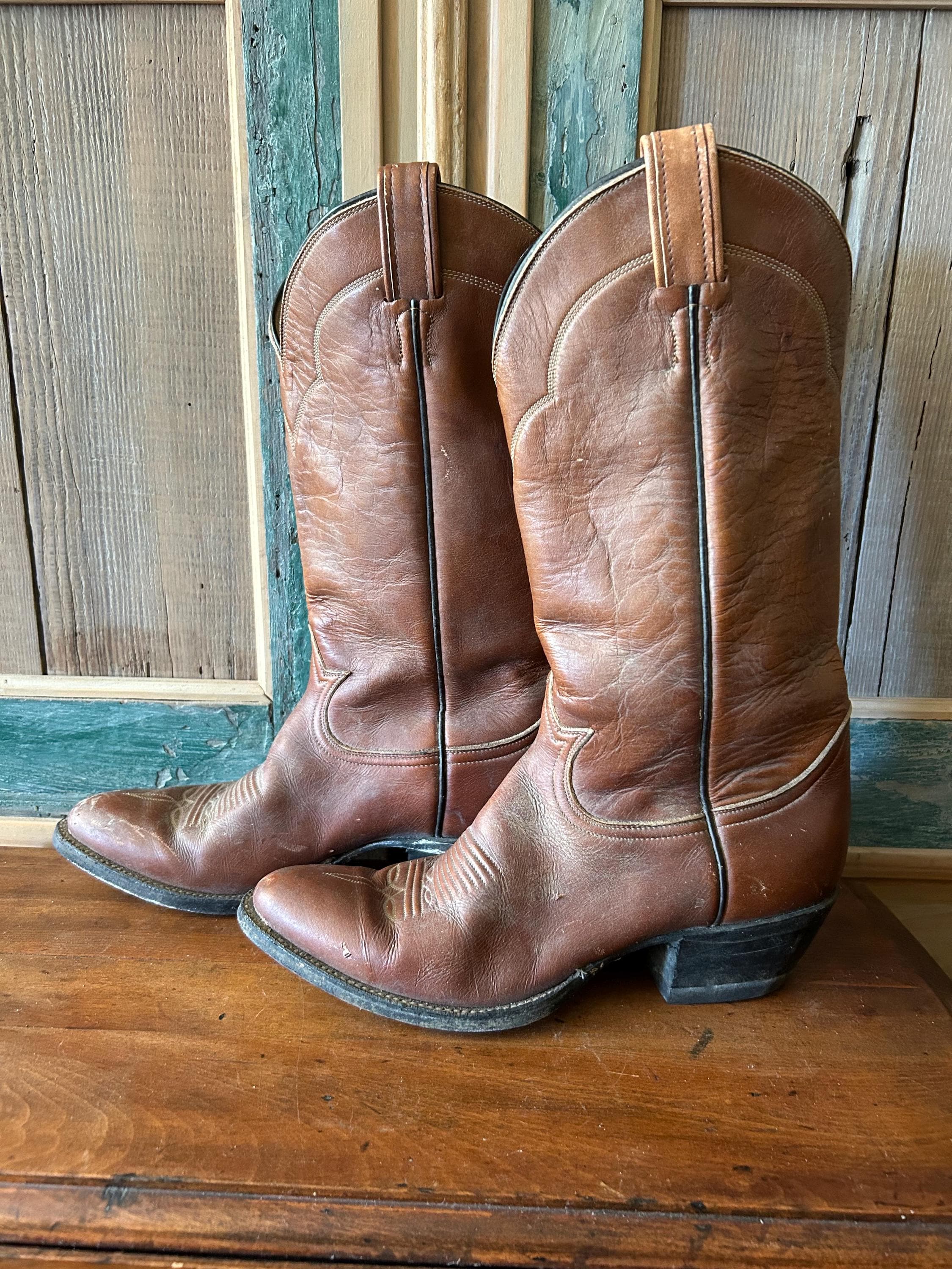 Bottes Cowboy Homme En Peau D'anguille - Taille 8.5D - Marque Abilene - Occasion Très Bon état