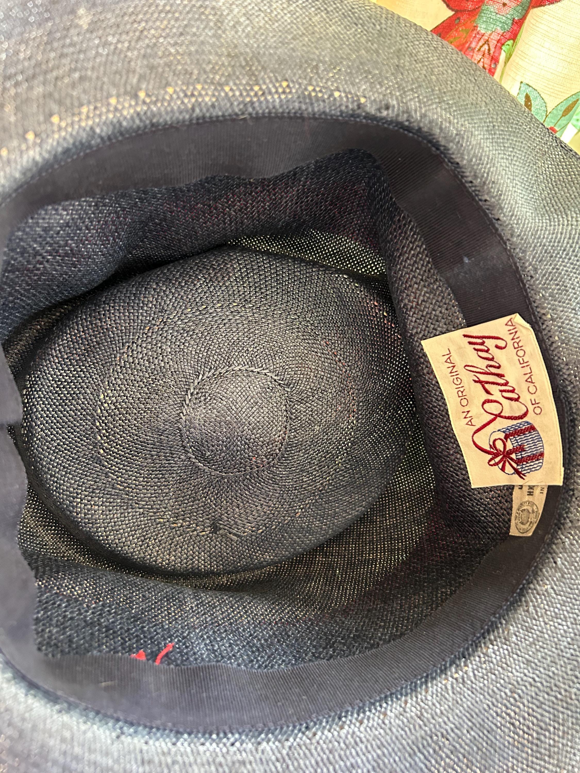 Vintage 60s Original Cathay of California Blue Straw Fedora  display picture 3