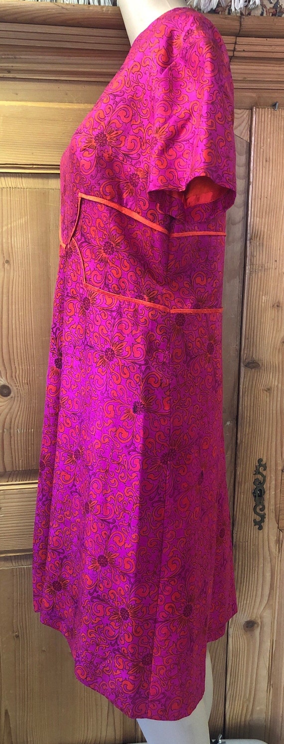 Vintage 60s Vogue Paris Original Fuchsia Orange S… - image 3