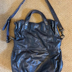 Vintage Lucky Brand Abbey Road Black Lamb Leather Crossbody Fold Over Bag