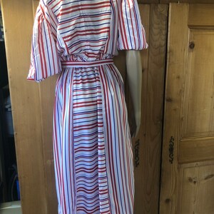 Vintage 80s Lightweight Candy Striped Dress Puffy Sleeves image 4