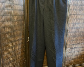 VTG Giorgio Sant' Angelo Wool Blue Pinstriped Pleated Trouser Pants Classic