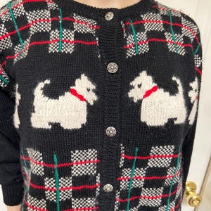 VTG 80s Deans of Scotland Xmas Scotty Dog Cardigan Sweater
