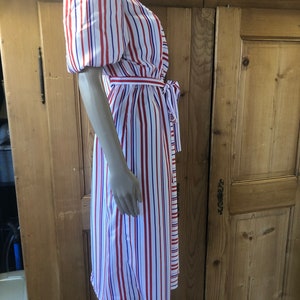 Vintage 80s Lightweight Candy Striped Dress Puffy Sleeves image 3