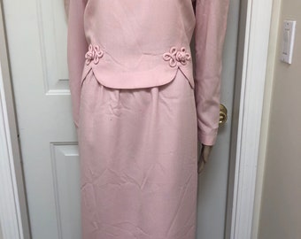 Vintage 80’s Does 40’s Parnes Feinstein Pink Crepe Suit Dress Barbiecore