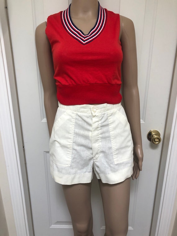 Silky Red 70s Style Disco Hot Pants Shorts WHITE -  Israel