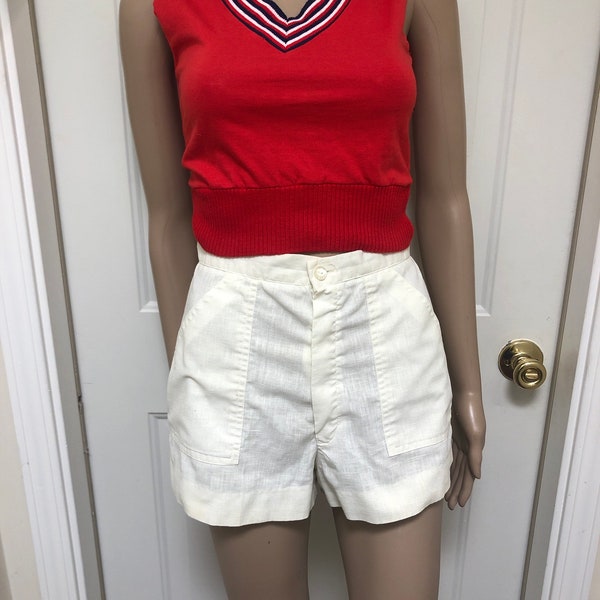 vintage 1970s White Shorts Alfred Paquette Summer Short Shorts Hot Pants