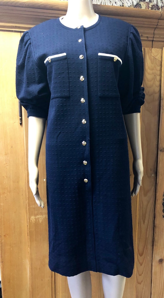 Vintage Italian Avagolf Designer Dark Blue Textured Knit 