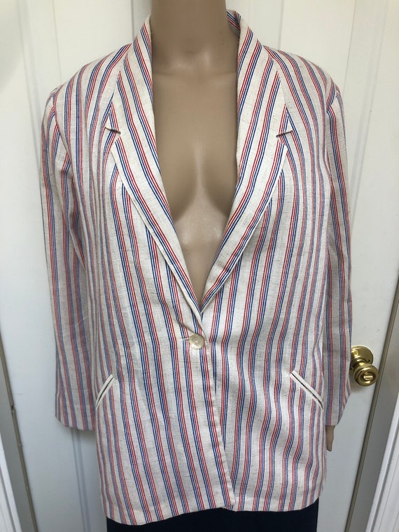 Vintage 1980’s Lightweight Pinstriped Blazer Red &