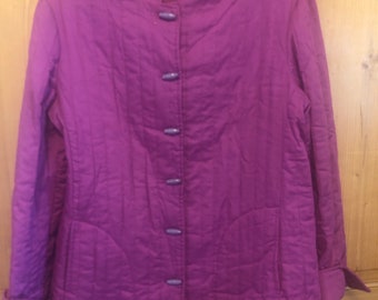 Vintage 80’s F. A. Chatta Ltd. Quilted Channeled Purple Jacket Blazer Asian Inspired Lightweight