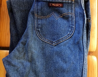 Vintage Seltene 70er 80er Wrangler Jeans Junior Fit High Waisted Classic Western Straight Leg
