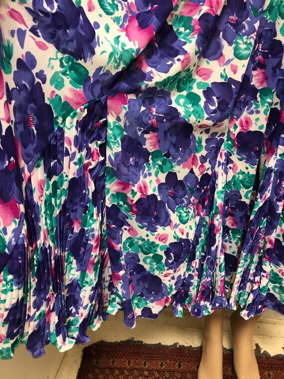Vintage 80s Susan Freis Floral Dress | Puff Sleev… - image 3