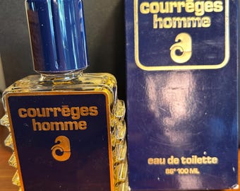 Vintage extremely rare Courrèges Homme 100ml  splash Full Bottle in Original Box