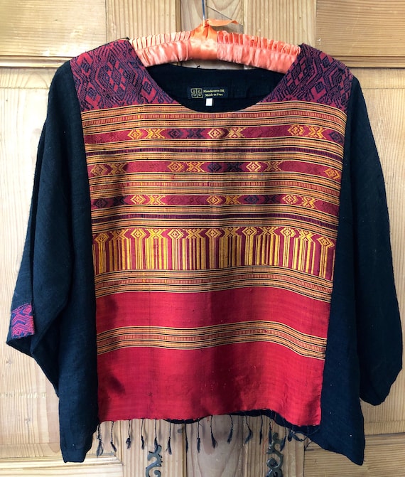 Vintage Asian Ethnic Handwoven Silk Blouse | Red G