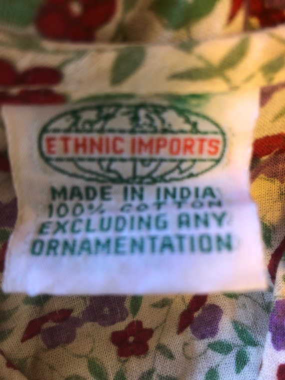 Vintage 70s Ethnic Floral Indian Cotton Gauze Pul… - image 7