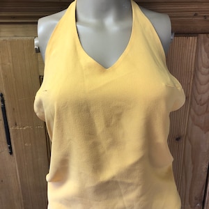 Vintage 80s Cantaloupe Orange Sleeveless Blouse Halter Top