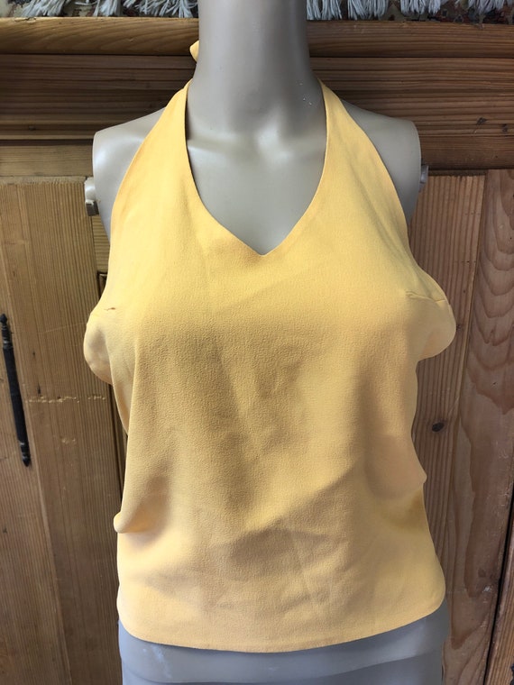 Vintage 80s Cantaloupe Orange Sleeveless Blouse H… - image 1