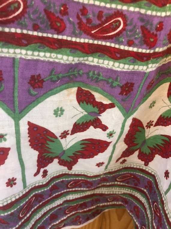 Vintage 70s Ethnic Floral Indian Cotton Gauze Pul… - image 5
