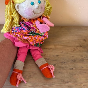 Rare Vintage 60s 70s Handmade Doll Hand Puppet Paper Mache Head