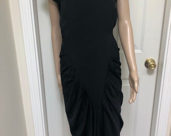 Vintage 80's hace 40's Nicole Miller Black Cap Sleeve Dress UNION MADE Sz 6