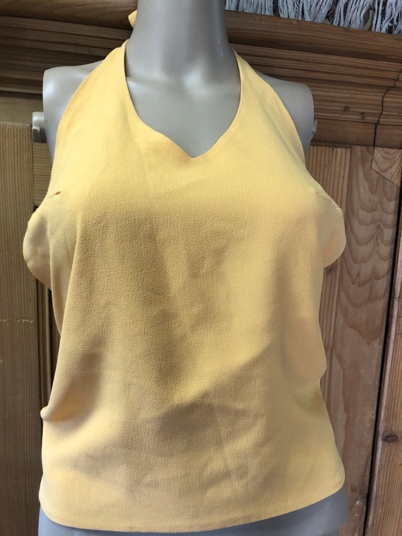 Vintage 80s Cantaloupe Orange Sleeveless Blouse H… - image 2