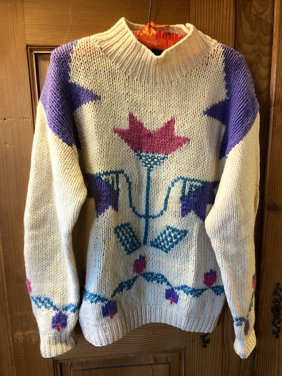 Vintage 80s Woolrich Woman Pastel Tulip Pullover … - image 2