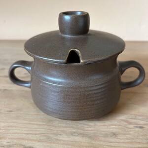 Vintage Langley Denby Sherwood Brown Steinzeug Zuckerdose Made in England MCM