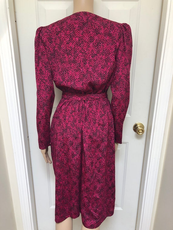 Vintage 1980’s Liz Claiborne Pink & Black Long Sl… - image 6