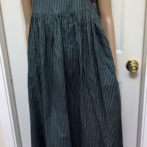 Vintage Laura Ashley Pinafore Dress Size 6 Cottagecore Prairie Wool/Cotton/Green Striped