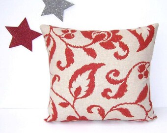 Red Leaves Print Pillow Cover on Cream, Swavelle/Millcreek Sofa or Chair Sham, Skye Rouge Bedroom Accent Pillow, Same on Both Sides