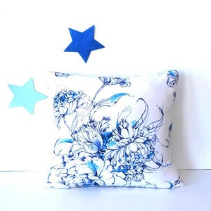 Covington Blue on White Floral Print Pillow Cover, 18” Sham Perfect for Sofa or Chair, Same Both Sides