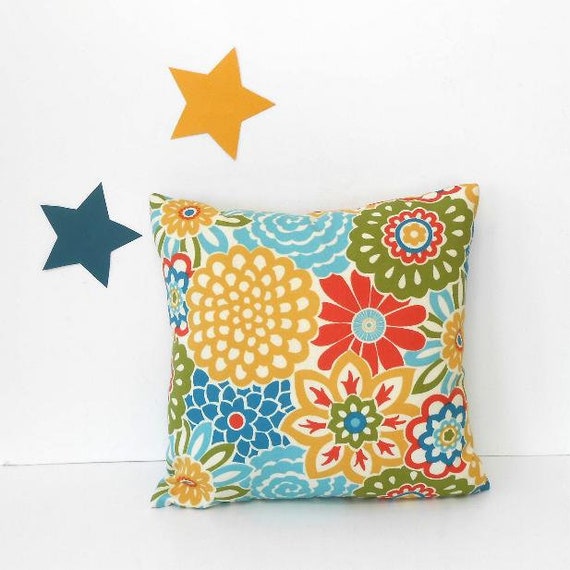 16x16 Waverly Sun N Shade Fl Outdoor Pillow Cover In Teal 16x16 Waverly Sun N Shade Fl