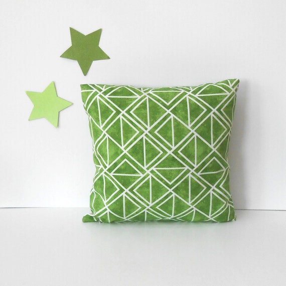 Lime Green Outdoor Pillow Cover With White 18 Geometric Etsy