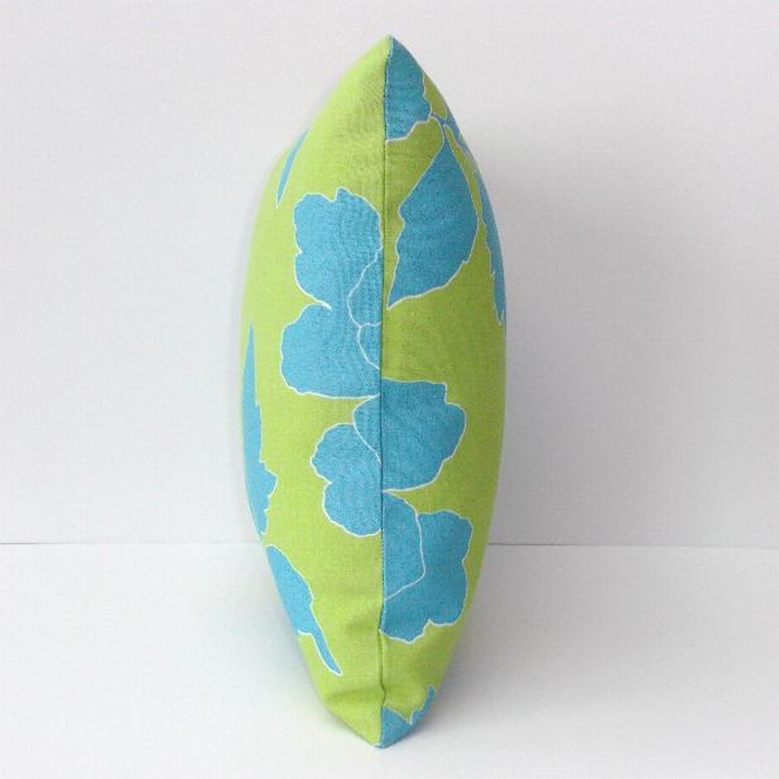 Blue Lime Green Outdoor Pillow Cover 18x18 Floral Accent Etsy